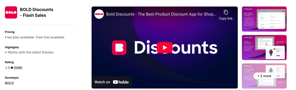 Bold Discounts - Flash Sales App Shopify App Listing Screenshot BFCM 2025