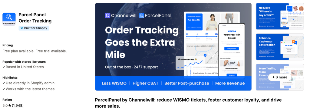 parcel Panel Shopify App Listing Screenshot BFCM 2025