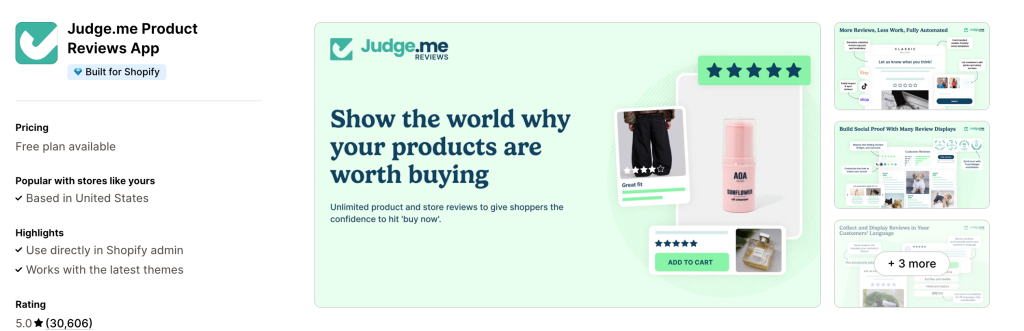 Judge.me product Reviews App Shopify App Listing Screenshot BFCM 2025