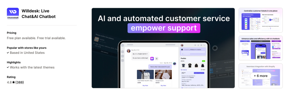 Willdesk Live Chat Shopify App Listing Screenshot BFCM 2025